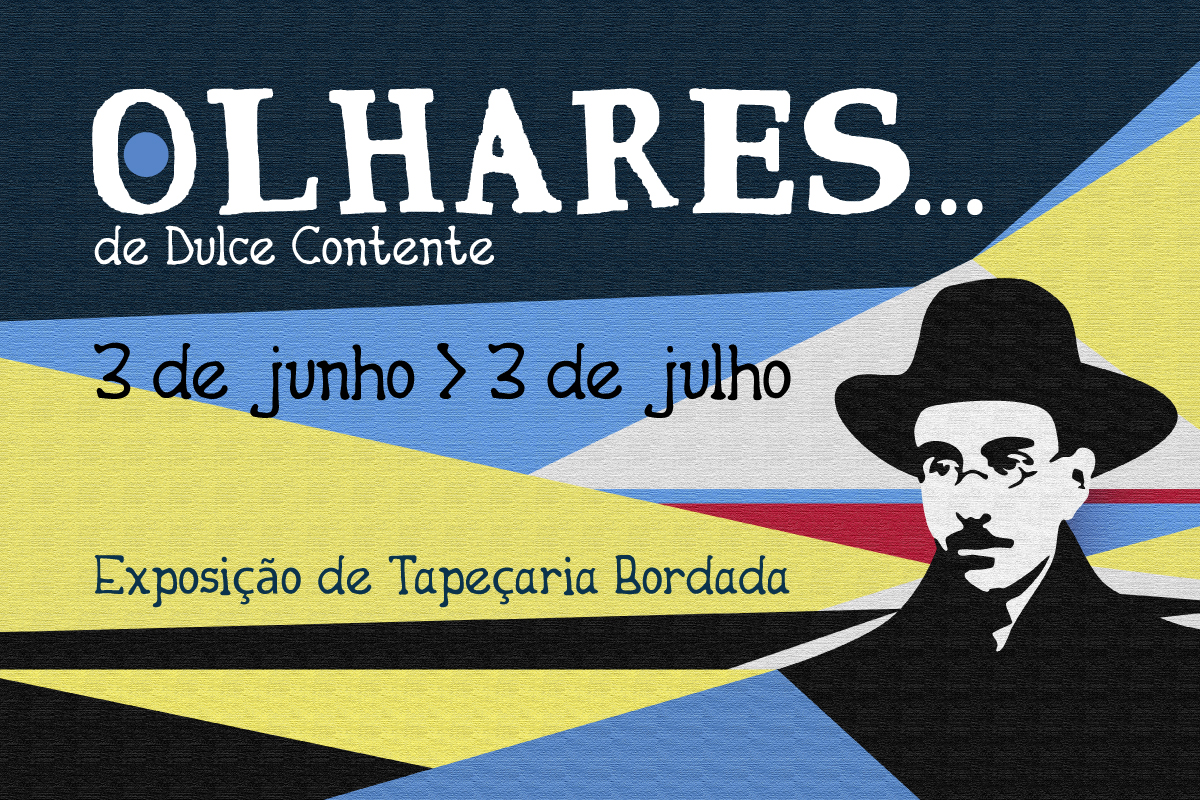 Tapeçaria bordada  na Biblioteca Municipal Alexandre O´Neill em Constância Olhares… de Dulce Contente
